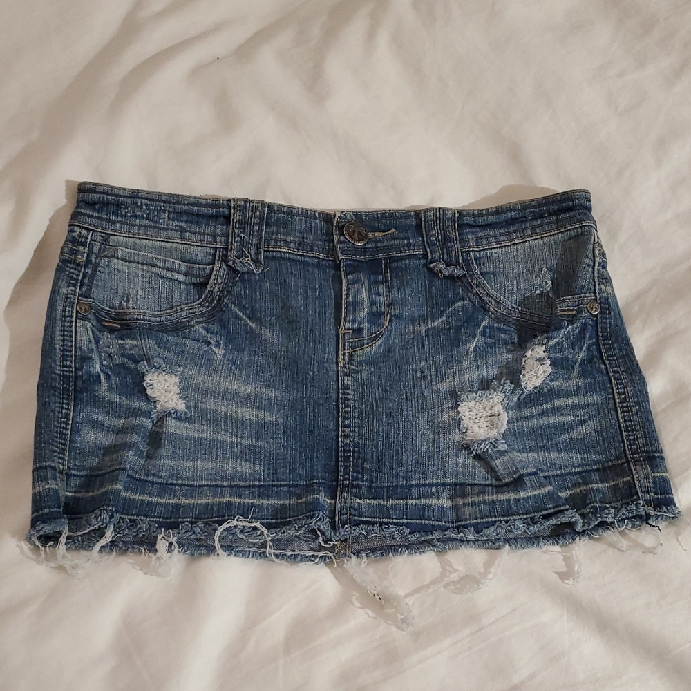 Urban Heritage Distressed Blue Denim Skirt